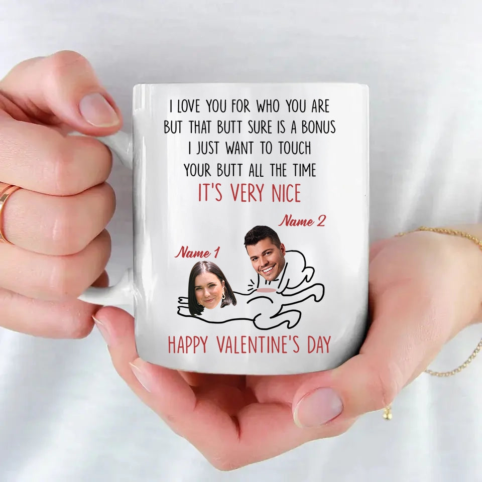 Love Served with Laughter - Custom Names & Faces Funny Couple Mug, Perfect Gift for Boyfriend or Girlfriend