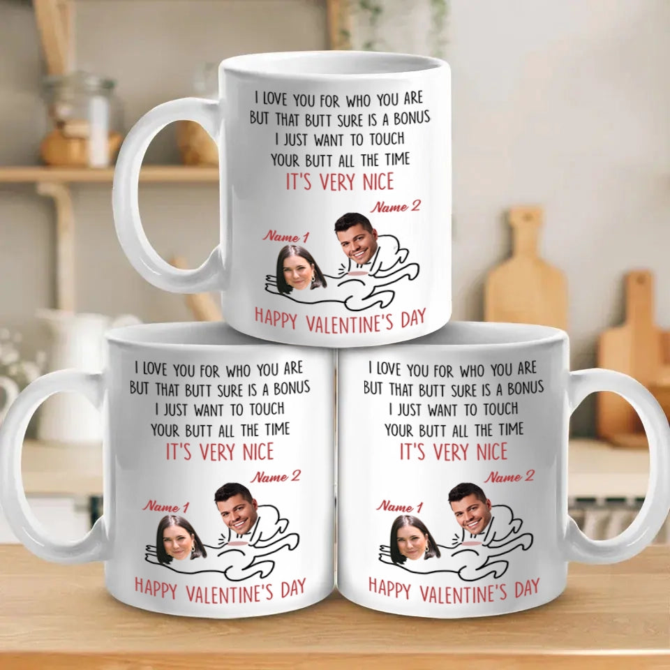 Love Served with Laughter - Custom Names & Faces Funny Couple Mug, Perfect Gift for Boyfriend or Girlfriend