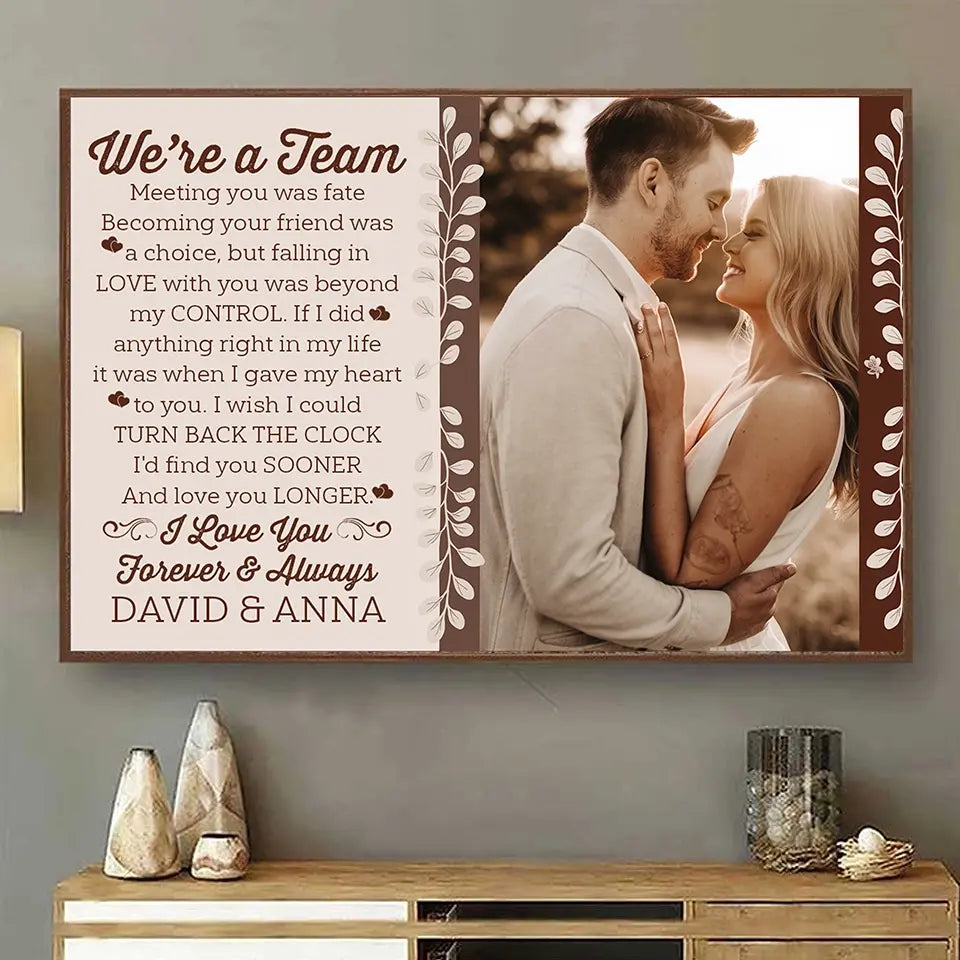 Meeting You Was Fate, Loving You Is Forever - Custom Photo Couple Poster, Personalized Family Wall Art Gift