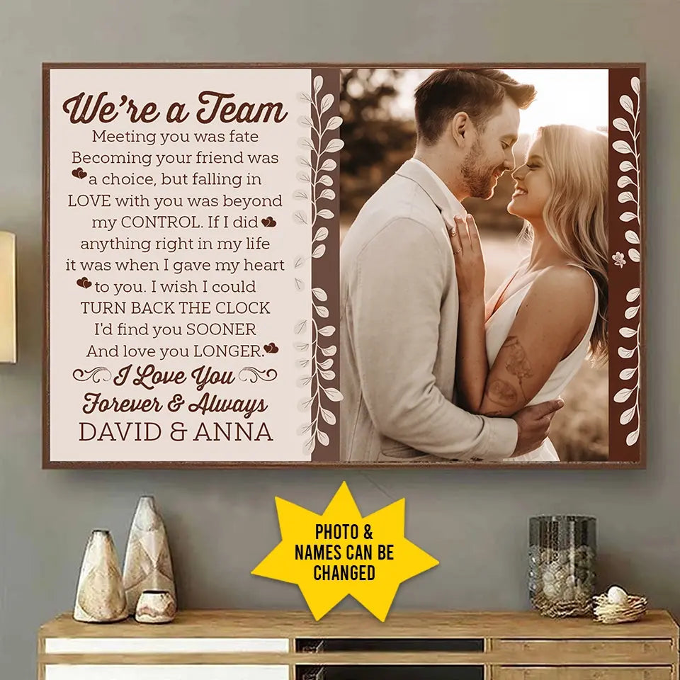 Meeting You Was Fate, Loving You Is Forever - Custom Photo Couple Poster, Personalized Family Wall Art Gift