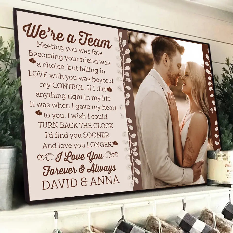 Meeting You Was Fate, Loving You Is Forever - Custom Photo Couple Poster, Personalized Family Wall Art Gift