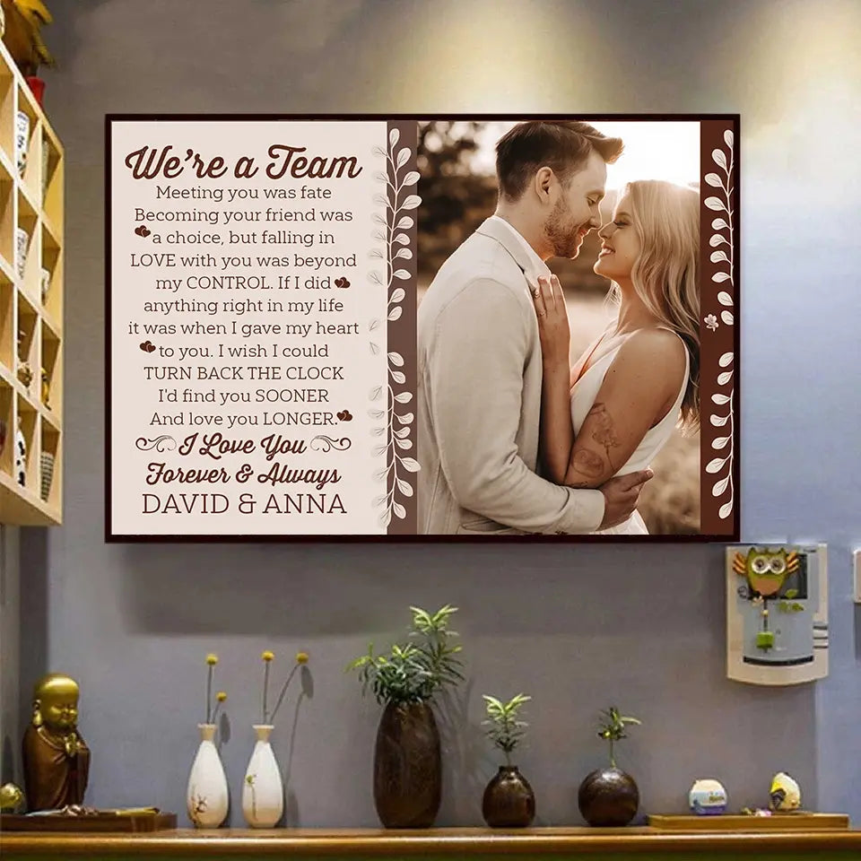 Meeting You Was Fate, Loving You Is Forever - Custom Photo Couple Poster, Personalized Family Wall Art Gift
