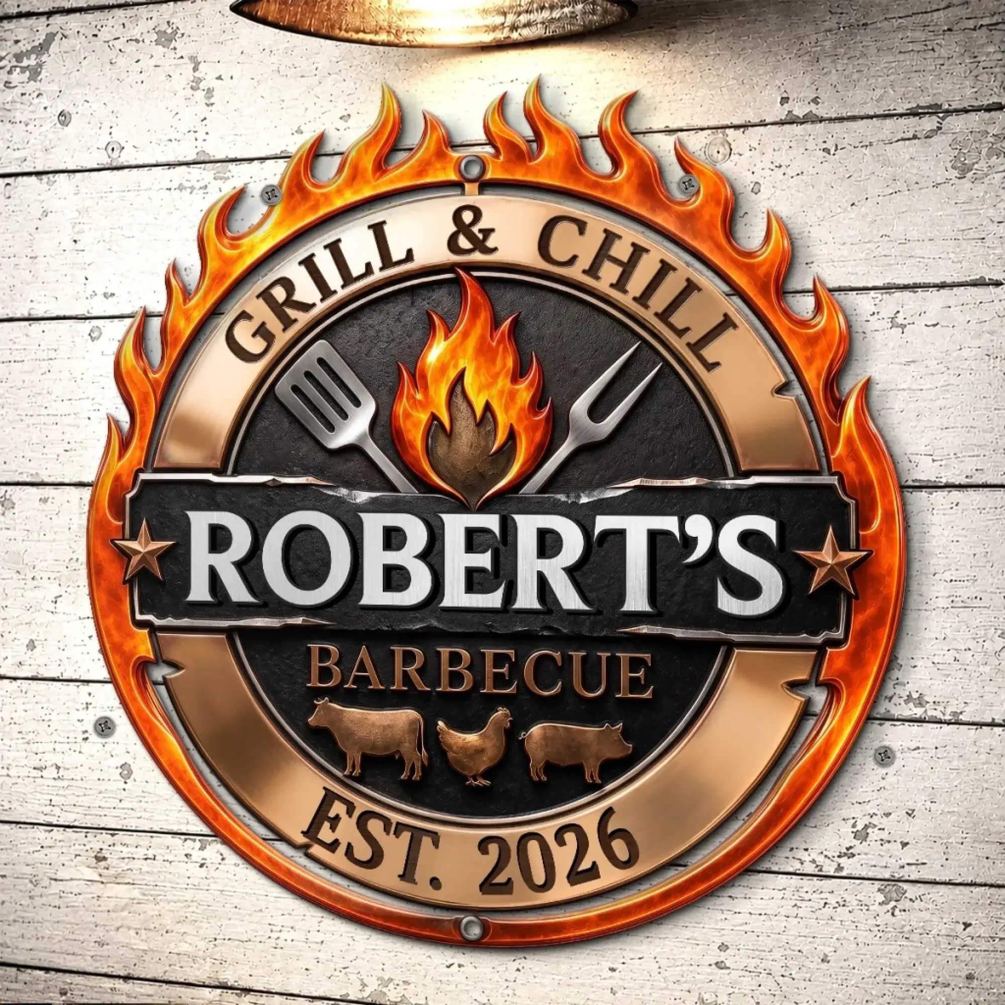 Metal Sign Personalized BBQ Grilling Gift For Grandpa Dad Duconspace