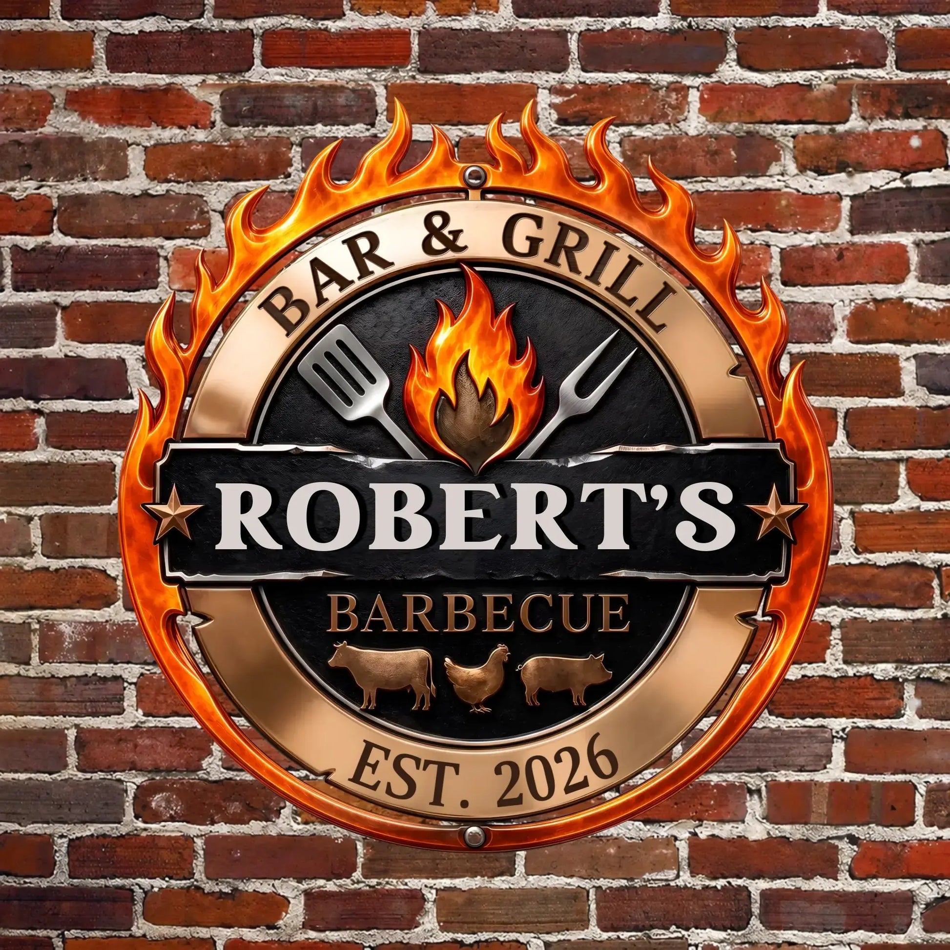 Metal Sign Personalized BBQ Grilling Gift For Grandpa Dad Duconspace