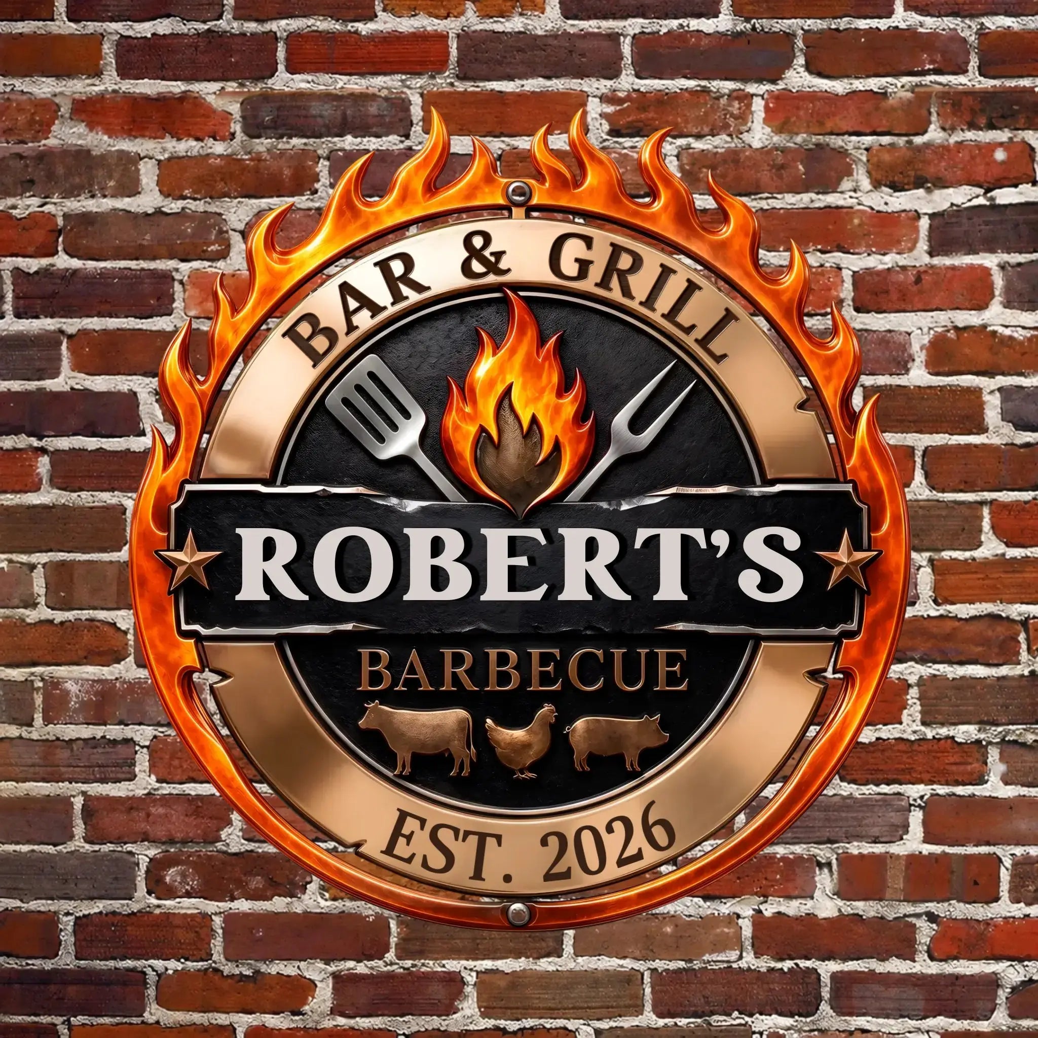 Metal Sign Personalized BBQ Grilling Gift For Grandpa Dad Duconspace