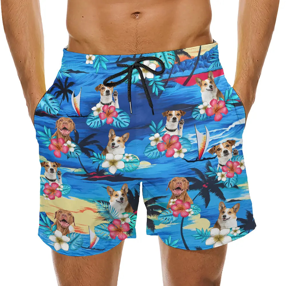 Custom Pet Face Beach Shorts – Tropical Summer Vibes – Funny Gift for Pet Lovers, or Vacation duconspace
