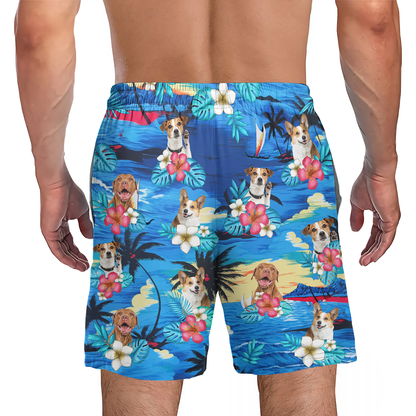 Custom Pet Face Beach Shorts – Tropical Summer Vibes – Funny Gift for Pet Lovers, or Vacation