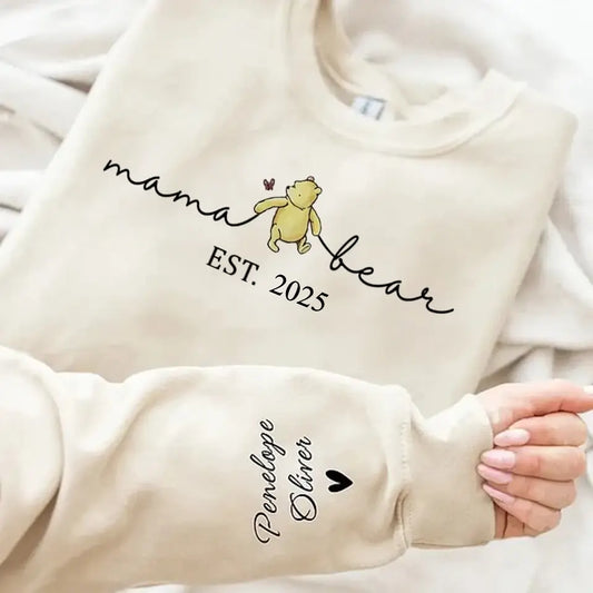 Motherhood Is the Greatest Thing - Personalized Family Sweatshirt with Sleeve Design, Custom Gift for Mom