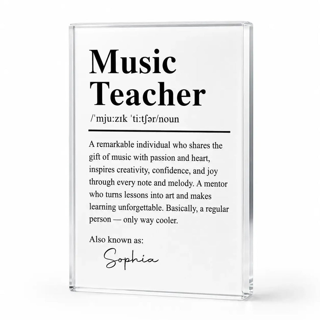 Music Teacher Definition Acrylic Plaque - Personalized Gift for Music Lovers Duconspace