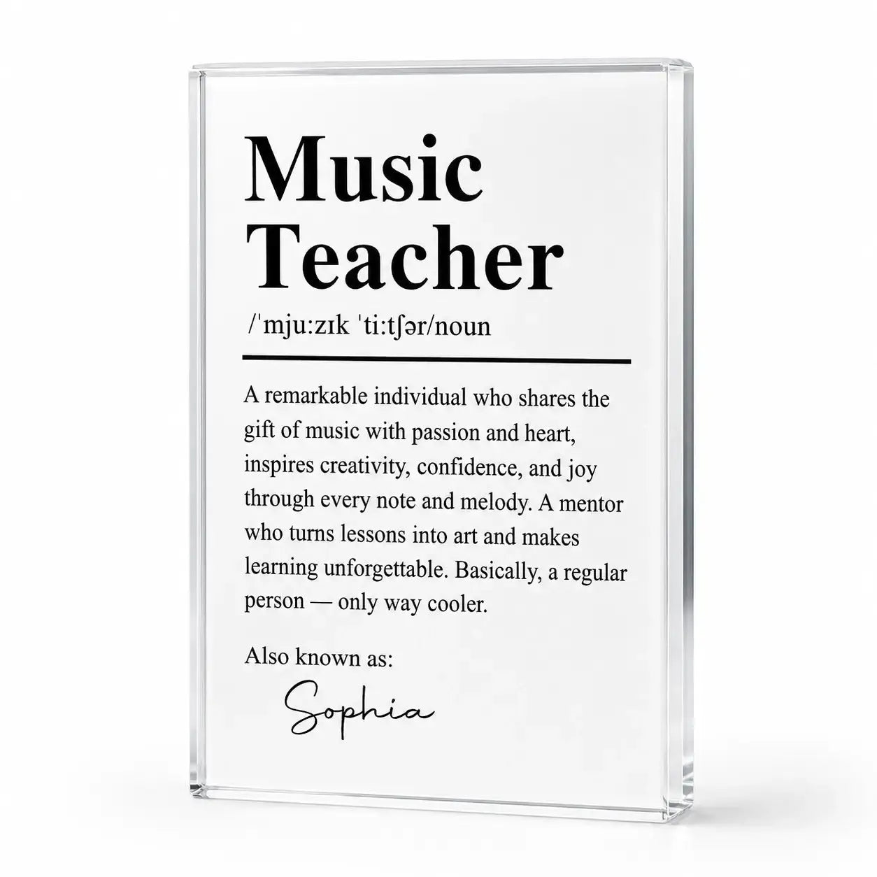 Music Teacher Definition Acrylic Plaque - Personalized Gift for Music Lovers Duconspace