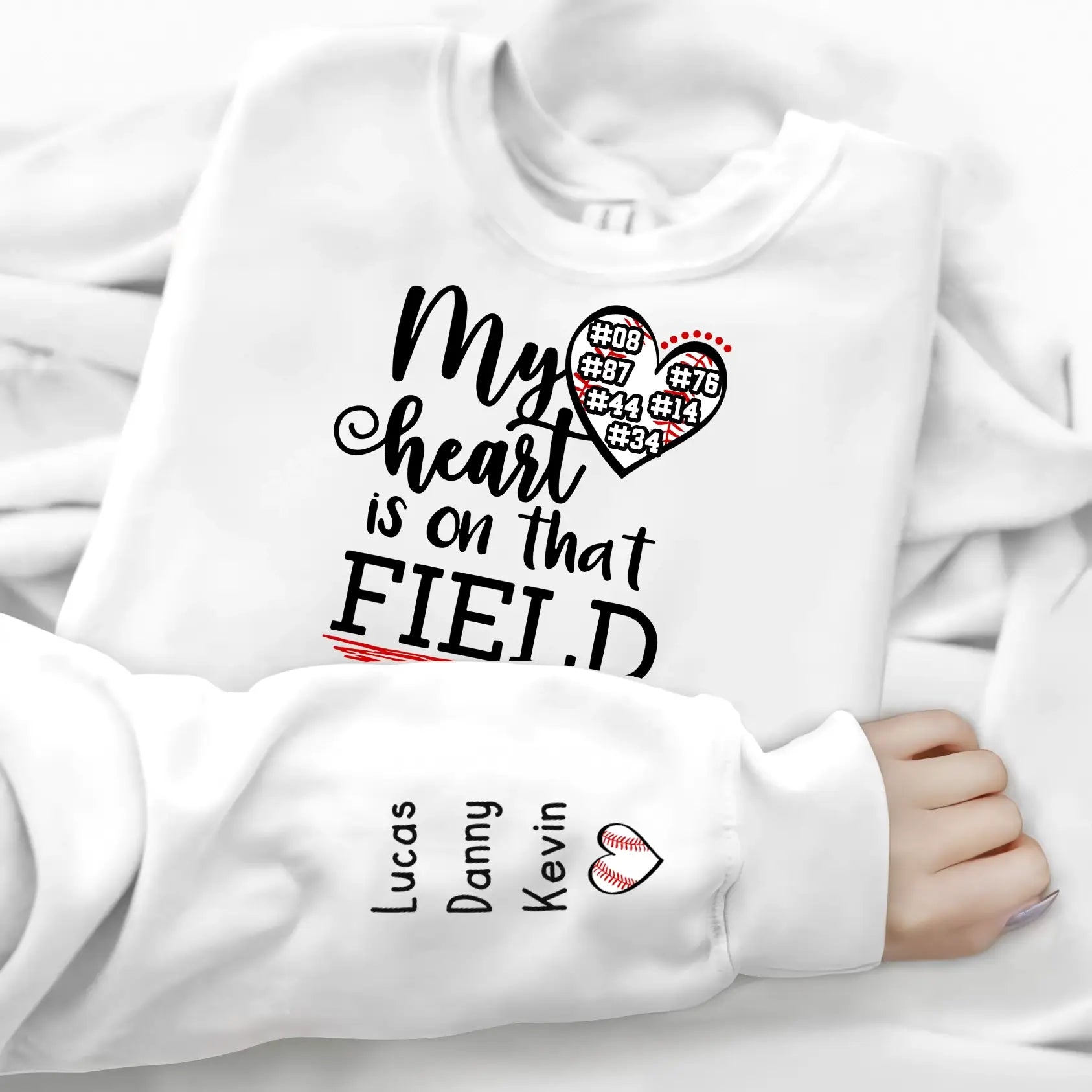 My Heart is on That Field - Custom Mom, Grandma Sweatshirt