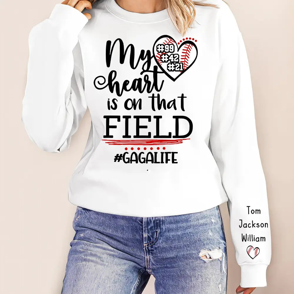 My Heart is on That Field - Custom Mom, Grandma Sweatshirt