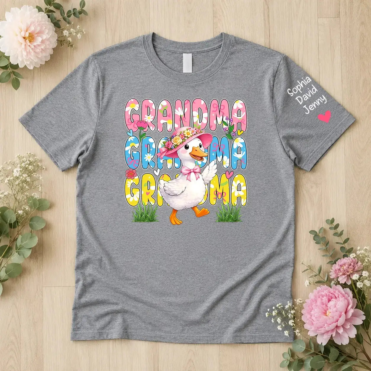 Nana Colorful Floral Goose Bow Tie Mother's Day Shirt Duconspace