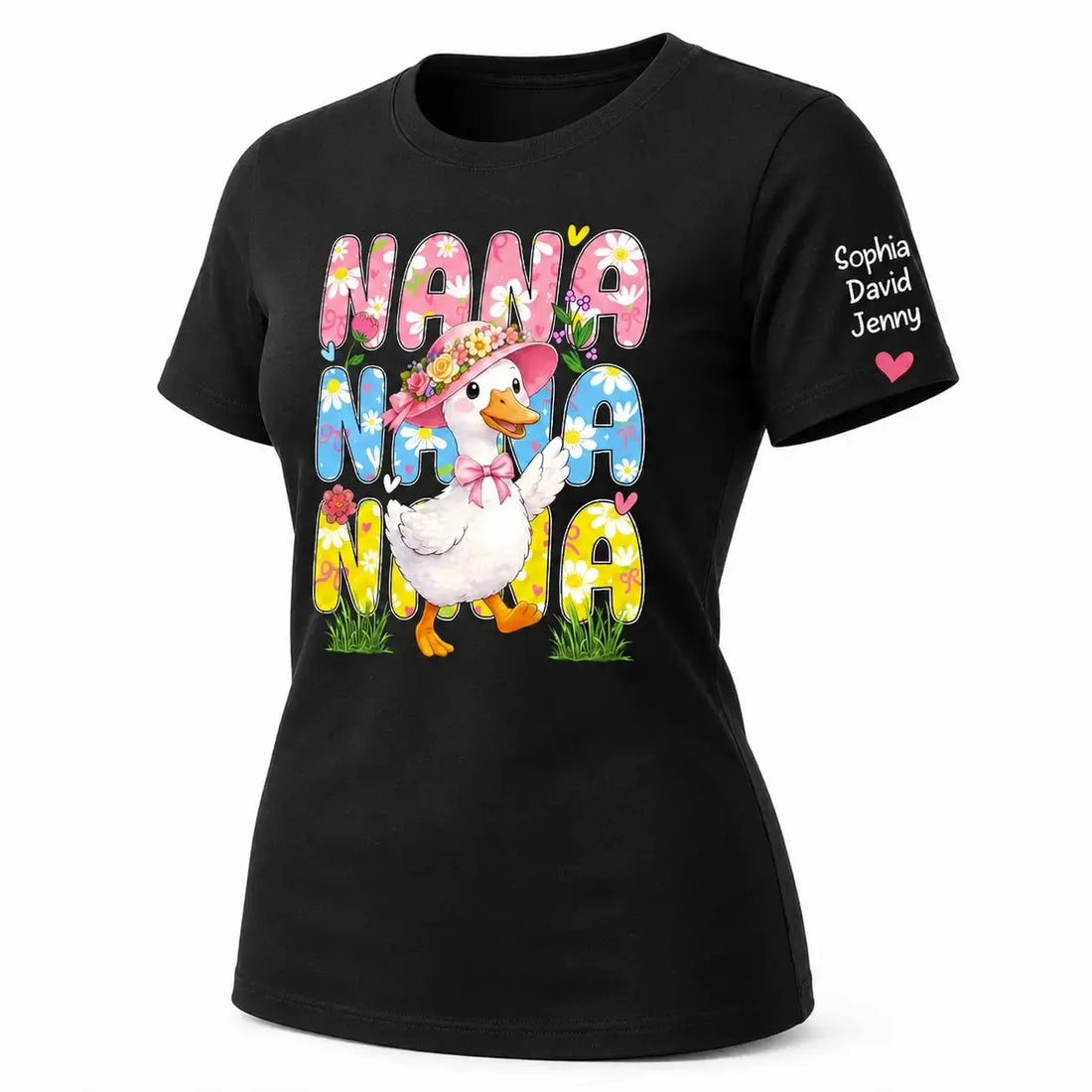 Nana Colorful Floral Goose Bow Tie Mother's Day Shirt Duconspace