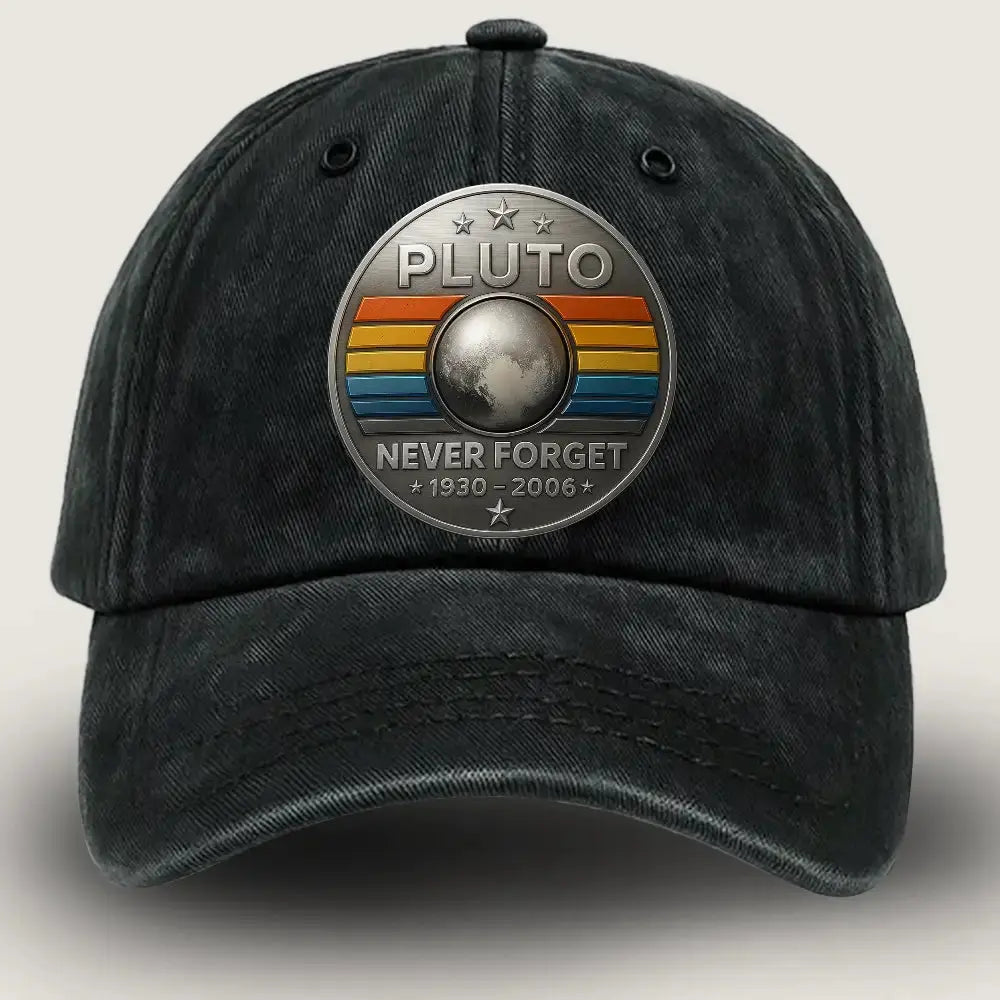 Never Forget Pluto Cap – Retro Science Wash Demi Baseball Hat Duconspace