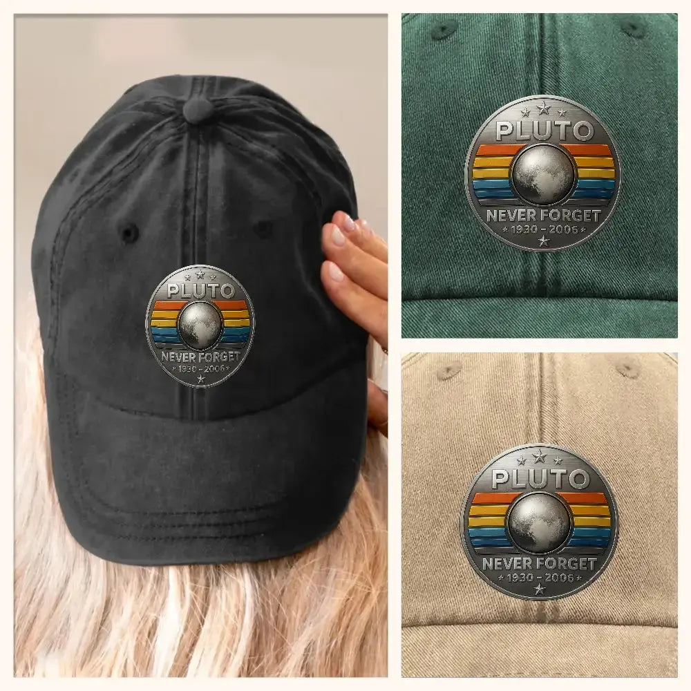 Never Forget Pluto Cap – Retro Science Wash Demi Baseball Hat Duconspace