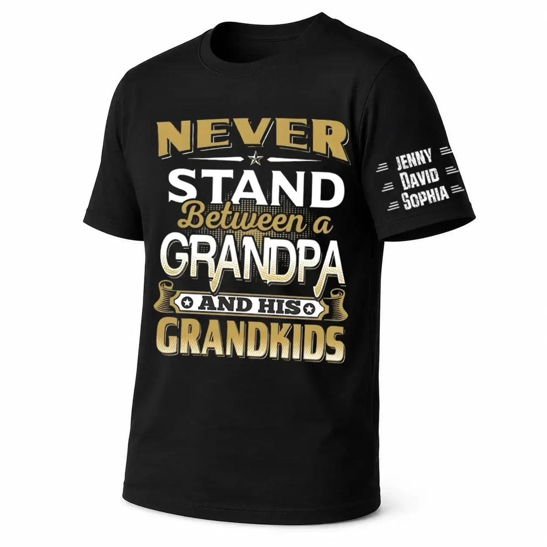 Never Stand Between Grandpa & Grandkids Personalized Shirt Duconspace
