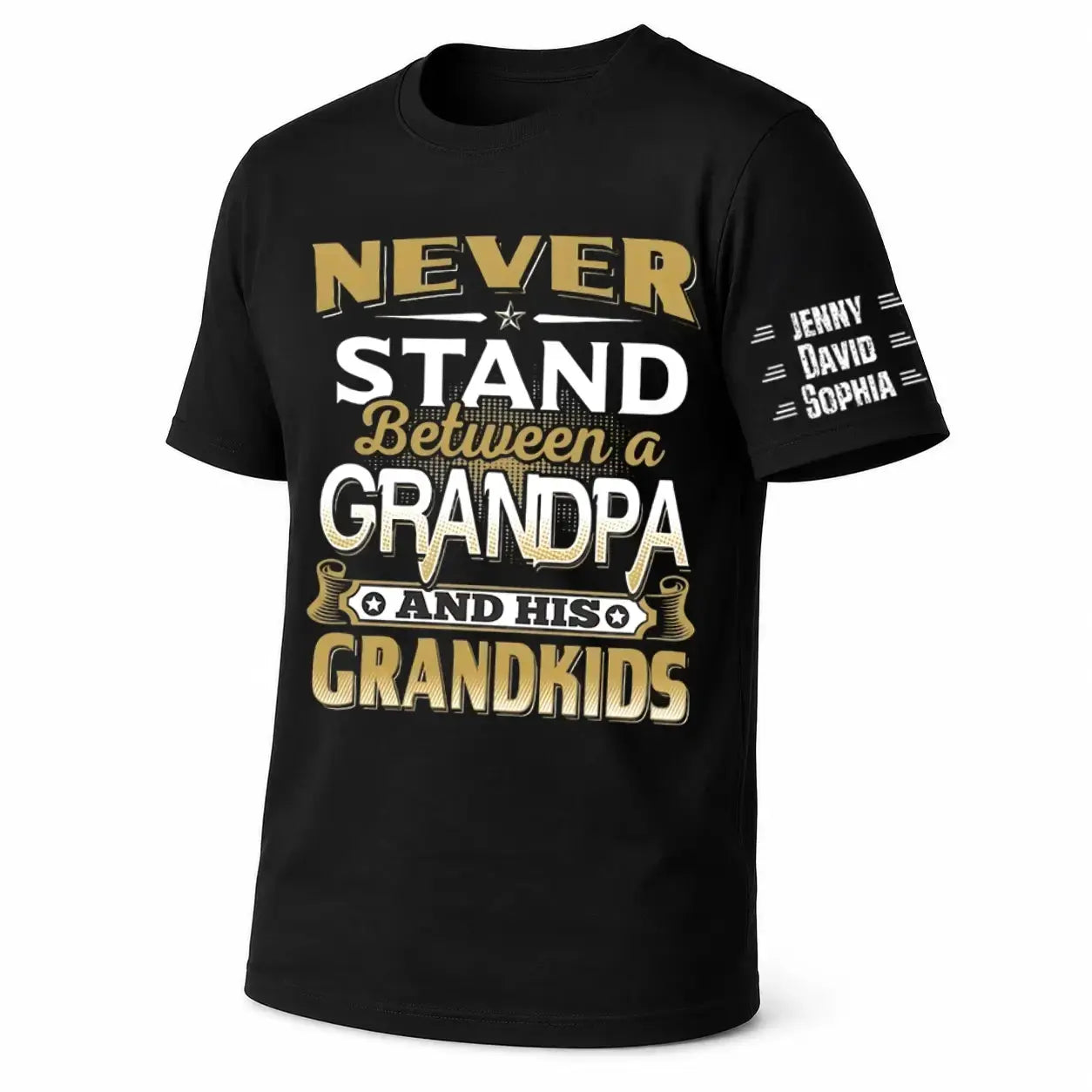 Never Stand Between Grandpa & Grandkids Personalized Shirt Duconspace