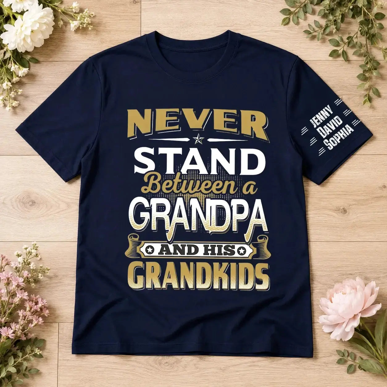 Never Stand Between Grandpa & Grandkids Personalized Shirt Duconspace