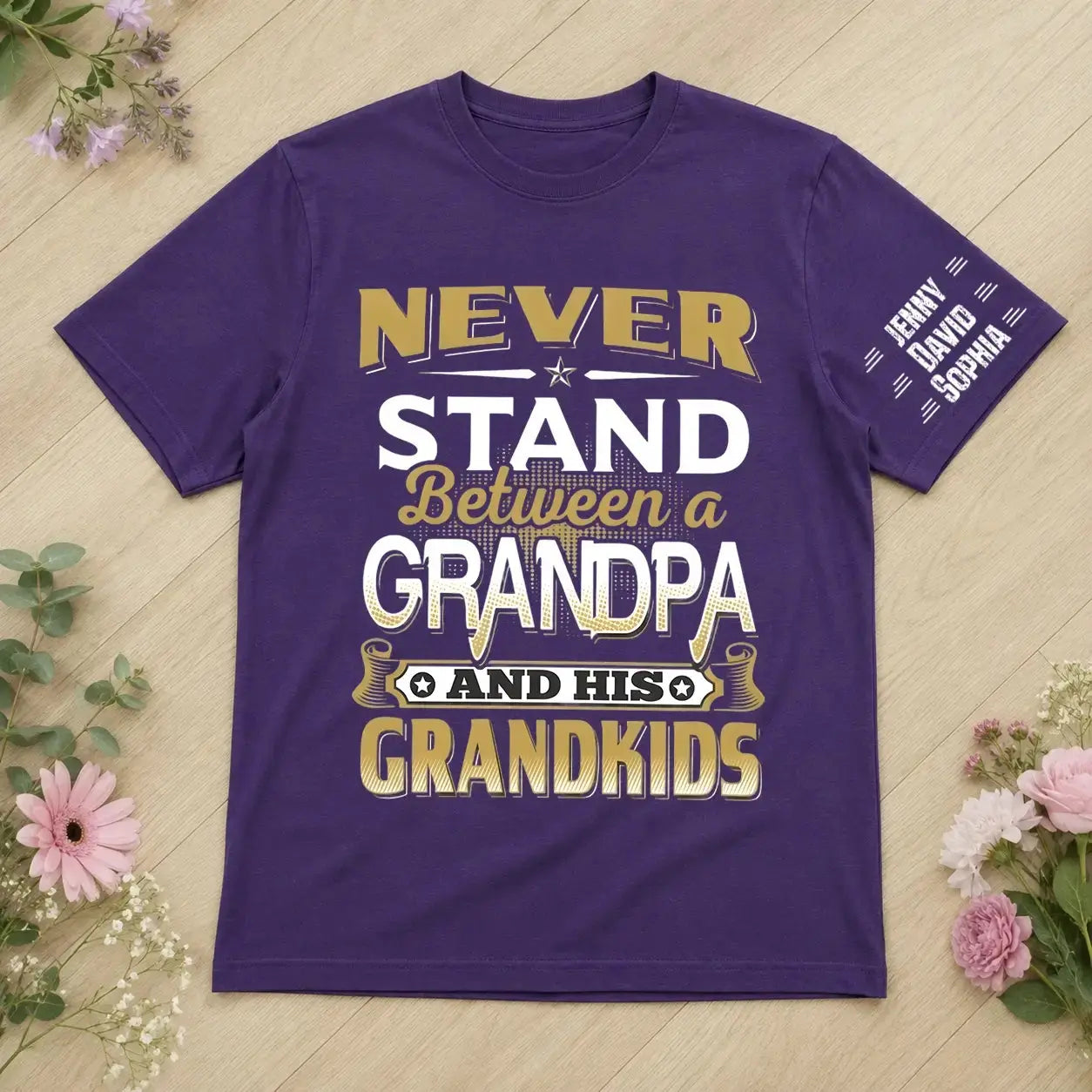 Never Stand Between Grandpa & Grandkids Personalized Shirt Duconspace