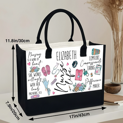 Nurse Life Is a Work of Heart - Canvas Tote Bag - Personalized Gift for Nurses