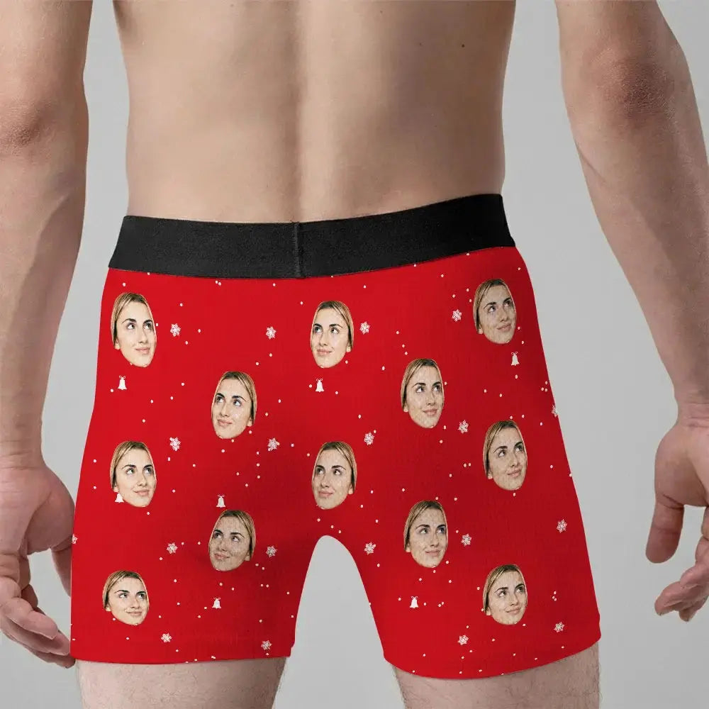 Only Her Can Jingle My Bells - Personalized Photo Men's Boxer Briefs, Gift for Husband, Boyfriend Duconspace