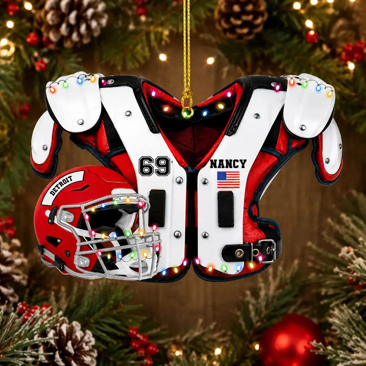 Ornament American Football Shoulder Pads Helmet Gift