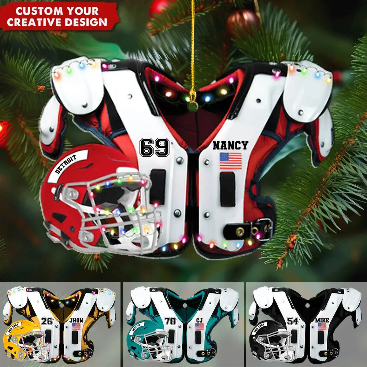 Ornament American Football Shoulder Pads Helmet Gift