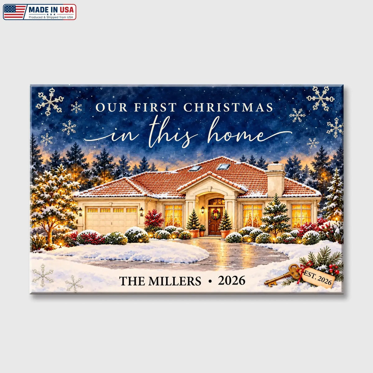 Our First Christmas In This Home Custom House Canvas Duconspace