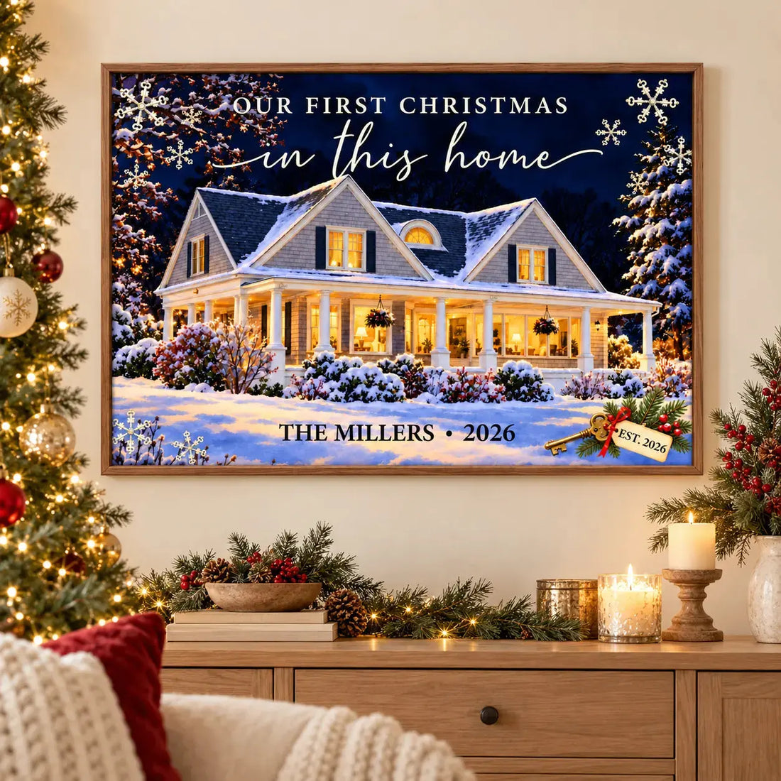 Our First Christmas In This Home Custom House Canvas Duconspace