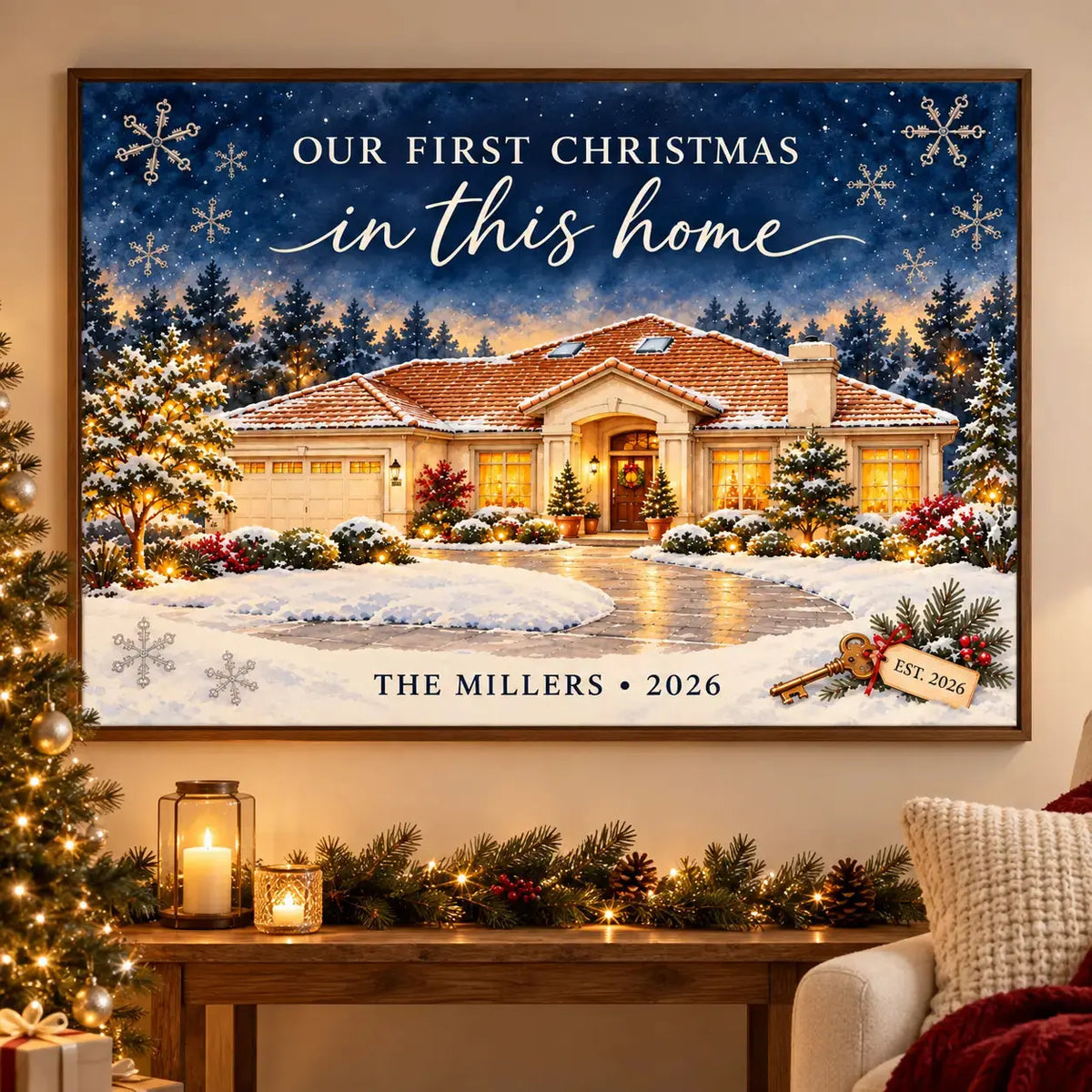Our First Christmas In This Home Custom House Canvas Duconspace
