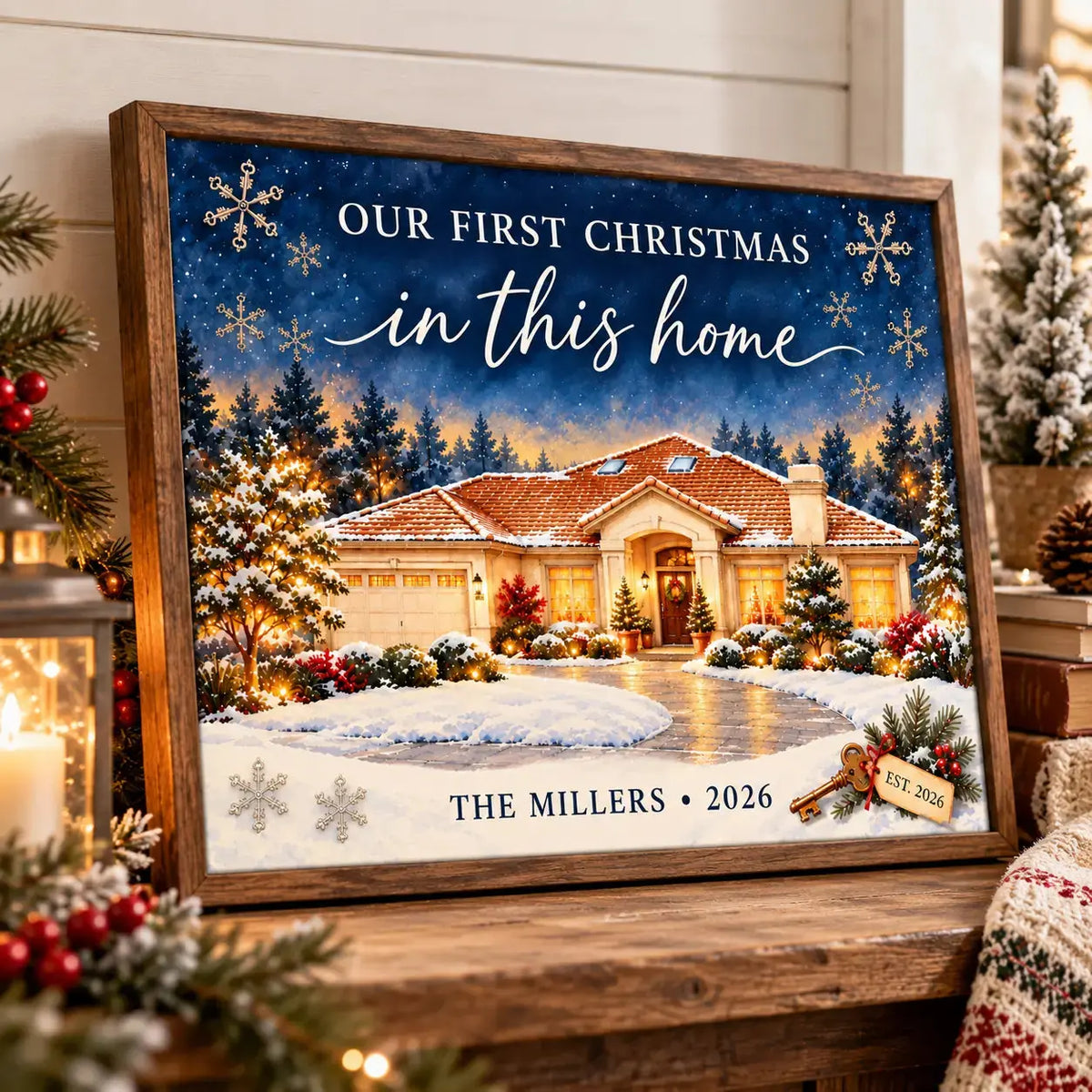 Our First Christmas In This Home Custom House Canvas Duconspace