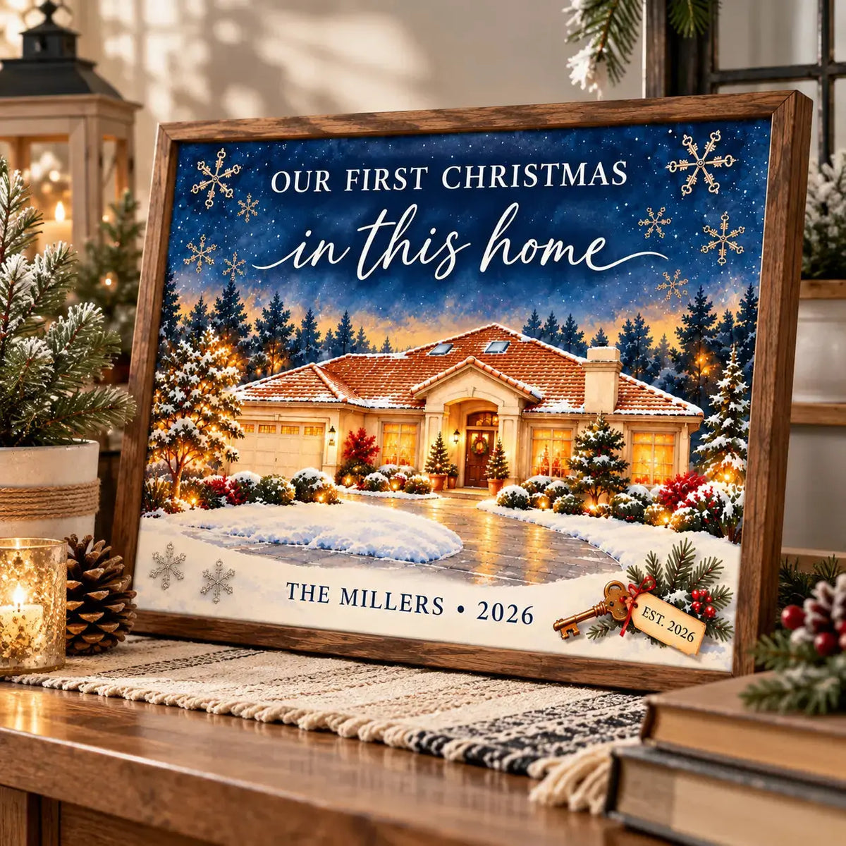 Our First Christmas In This Home Custom House Canvas Duconspace