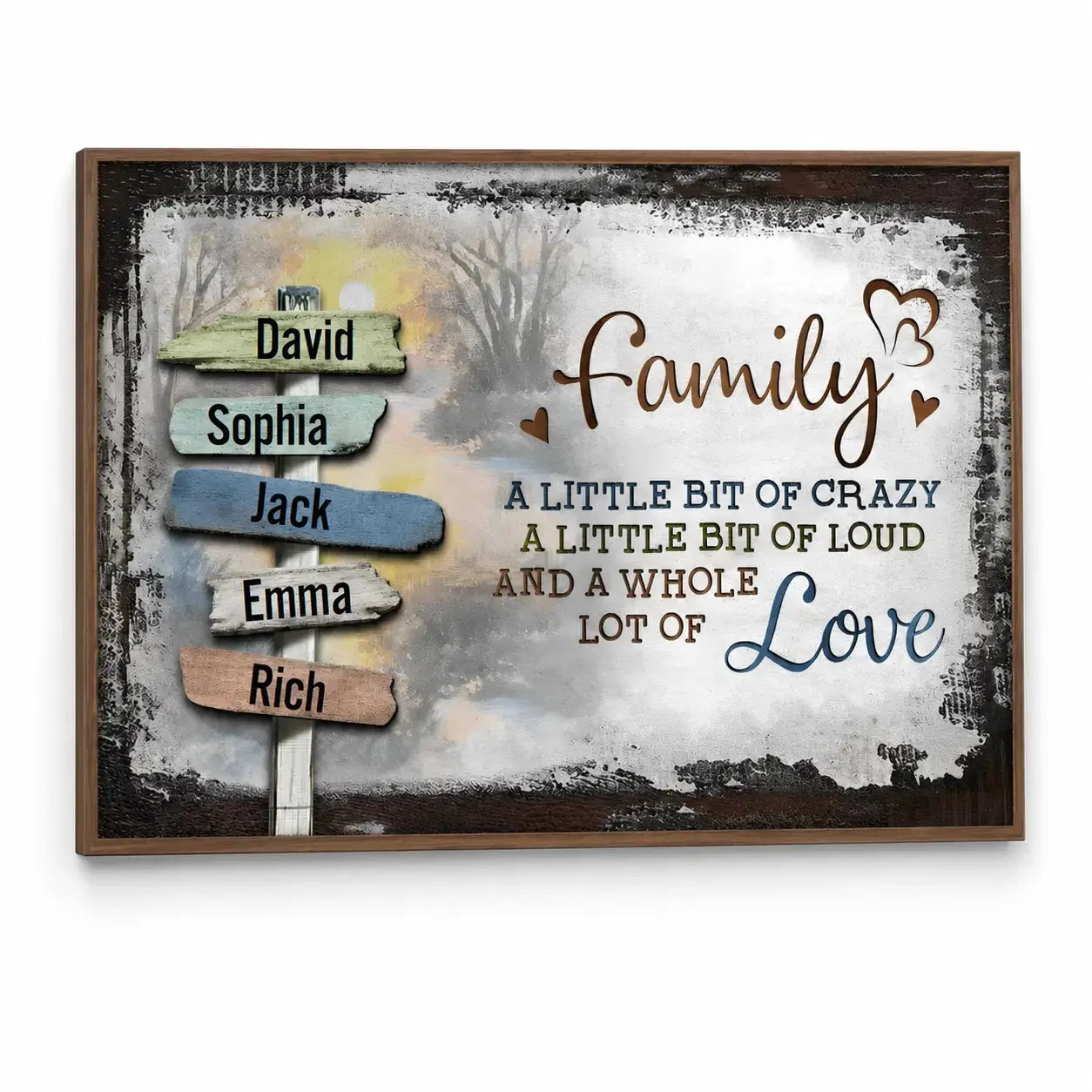 Our Crazy Loud Love - Personalized Family Vintage Sunset Poste Duconspace