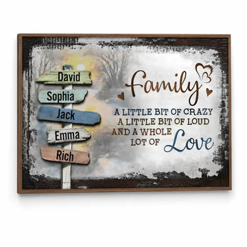 Our Crazy Loud Love - Personalized Family Vintage Sunset Poste Duconspace