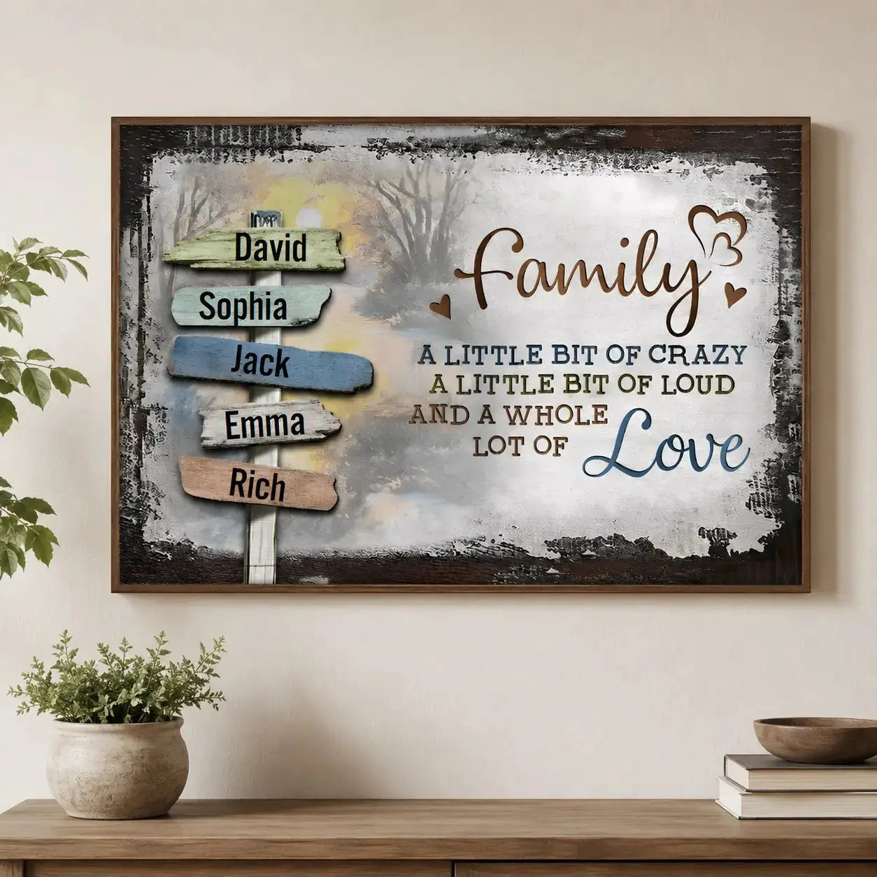 Our Crazy Loud Love - Personalized Family Vintage Sunset Poste Duconspace