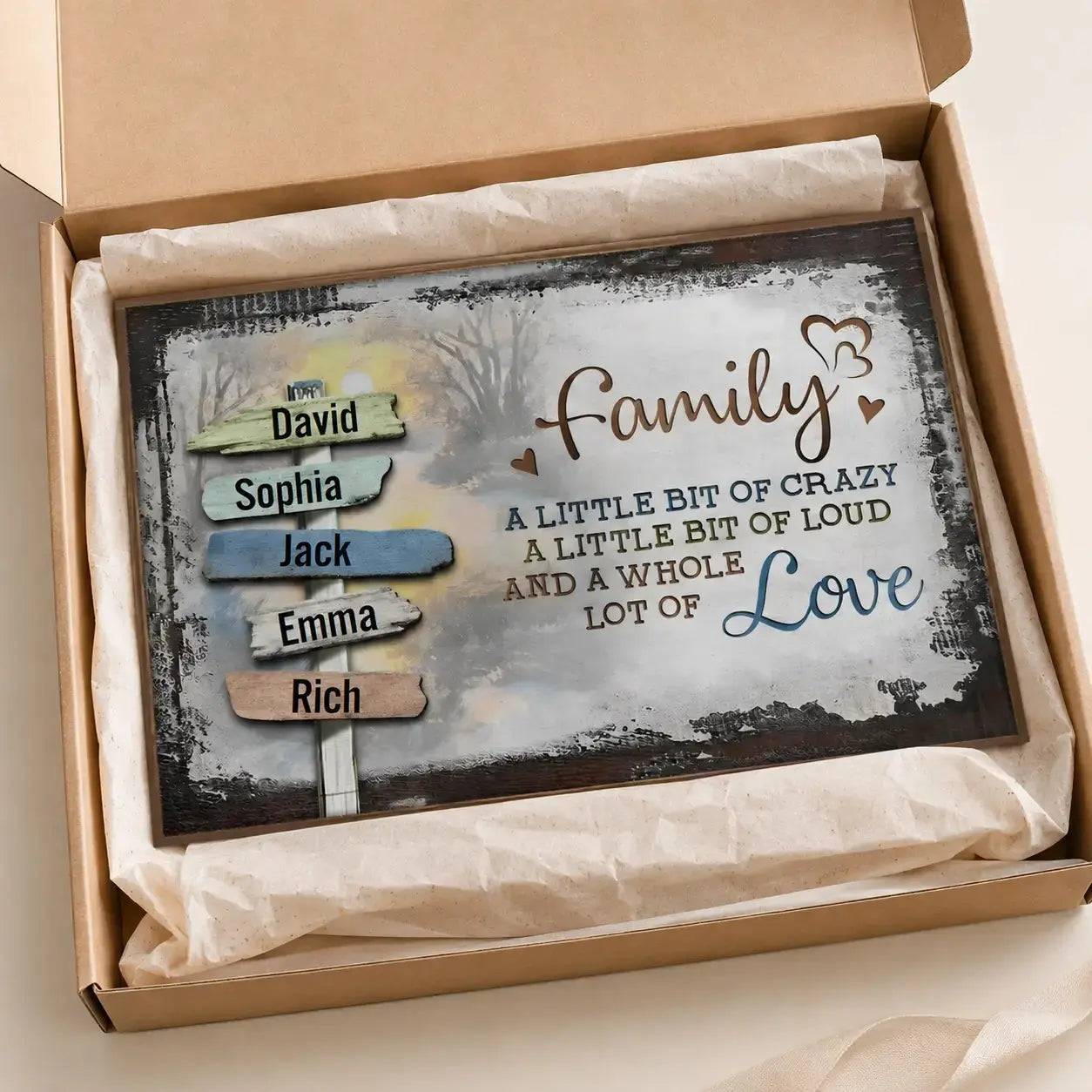 Our Crazy Loud Love - Personalized Family Vintage Sunset Poste Duconspace
