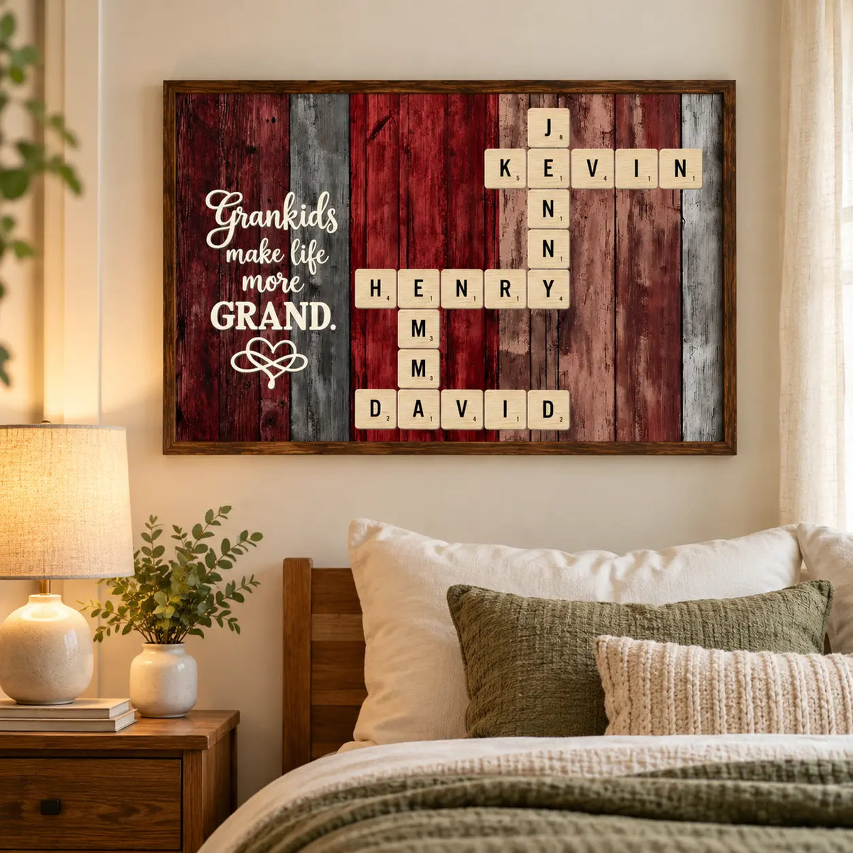 Grandkids Crossword Art Poster in a bedroom Duconspace