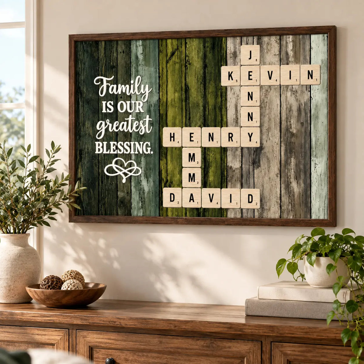 Family Blessing Crossword Poster hanging in a living room Duconspace