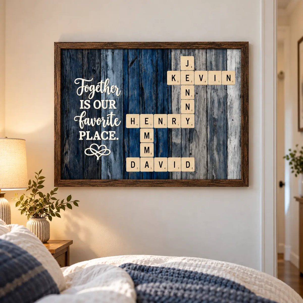 Together Crossword Art Poster in a bedroom Duconspace