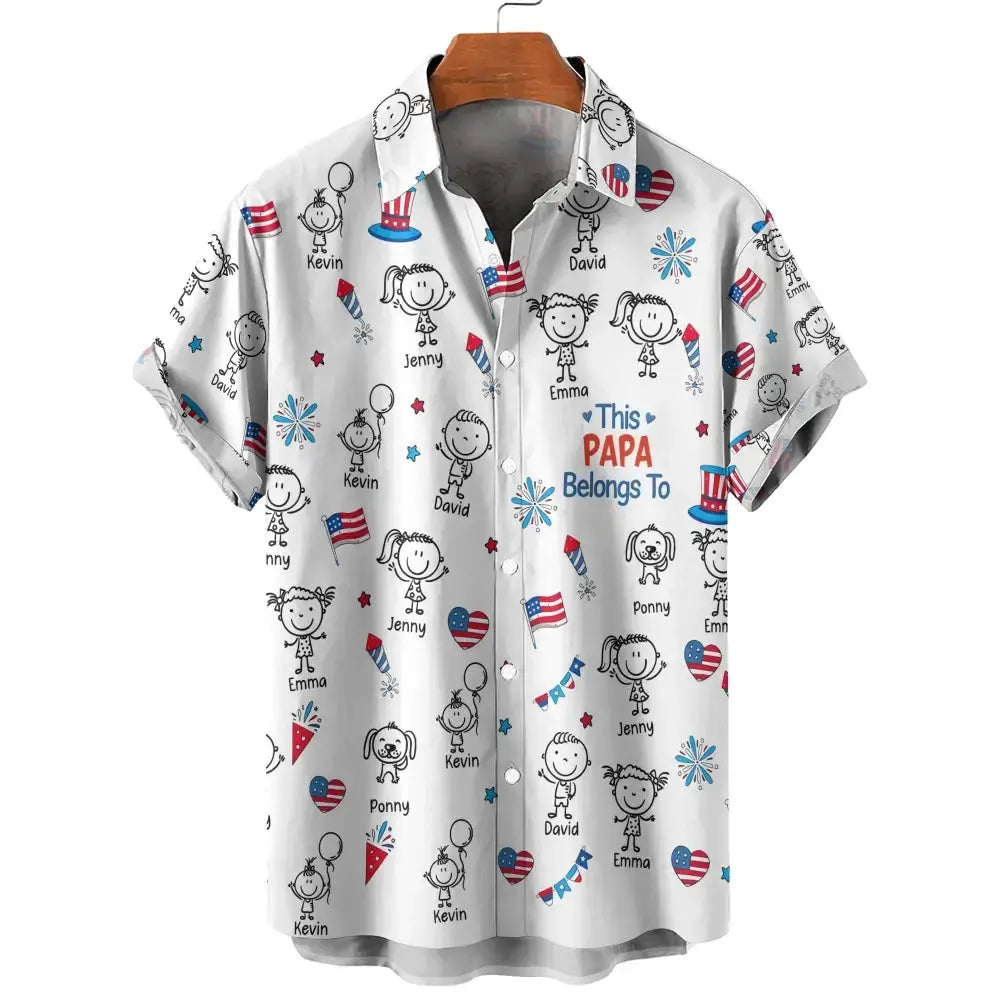 Papa American Hawaiian Shirt - Personalized Gift for Dad, Grandpa Duconspace