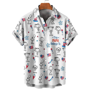Papa American Hawaiian Shirt - Personalized Gift for Dad, Grandpa Duconspace
