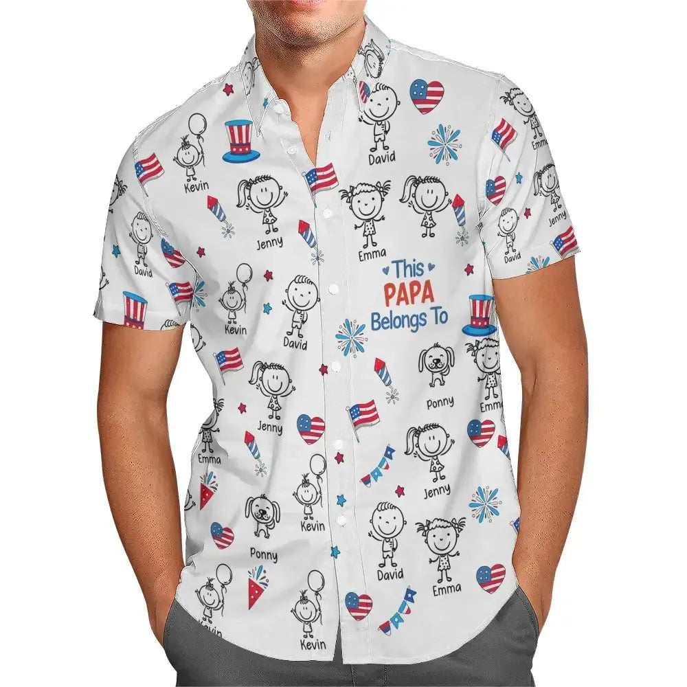 Papa American Hawaiian Shirt - Personalized Gift for Dad, Grandpa Duconspace