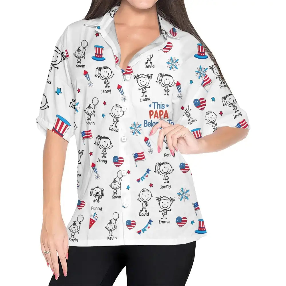 Papa American Hawaiian Shirt - Personalized Gift for Dad, Grandpa Duconspace