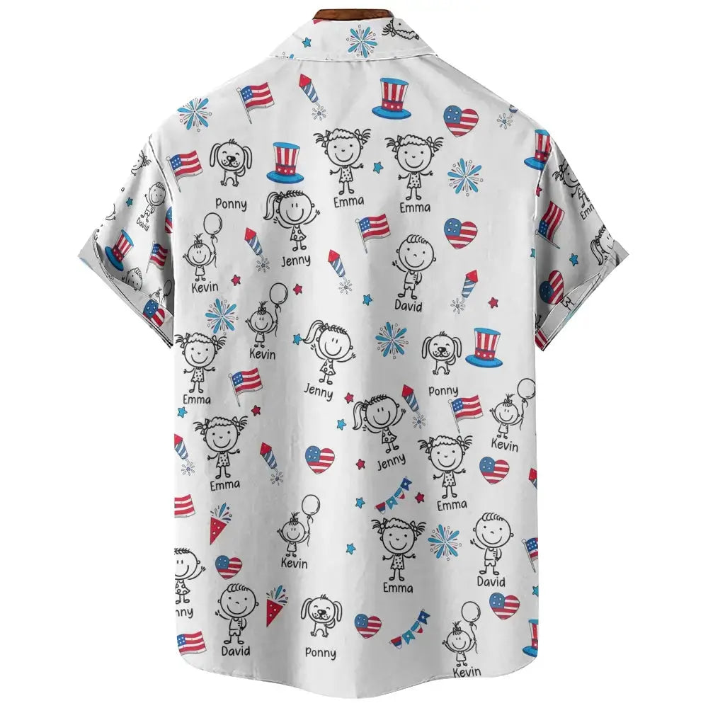 Papa American Hawaiian Shirt - Personalized Gift for Dad, Grandpa Duconspace