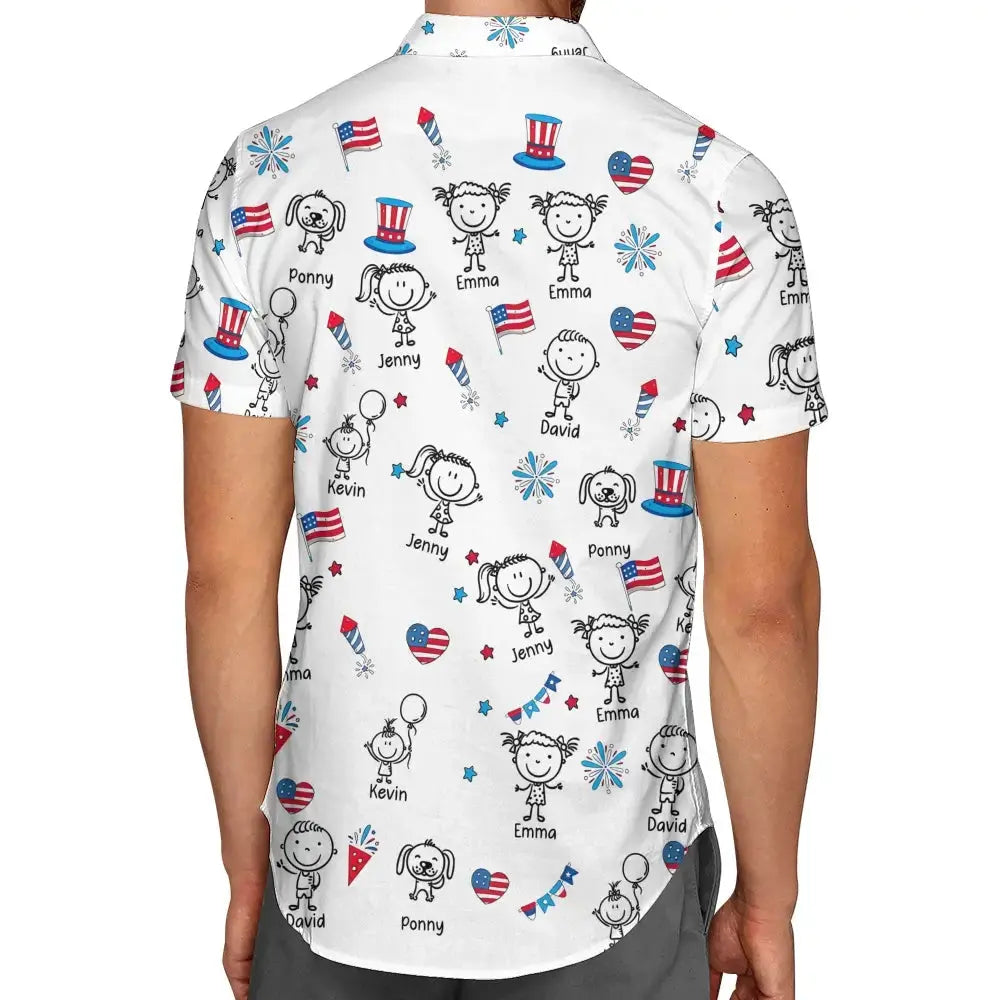 Papa American Hawaiian Shirt - Personalized Gift for Dad, Grandpa Duconspace