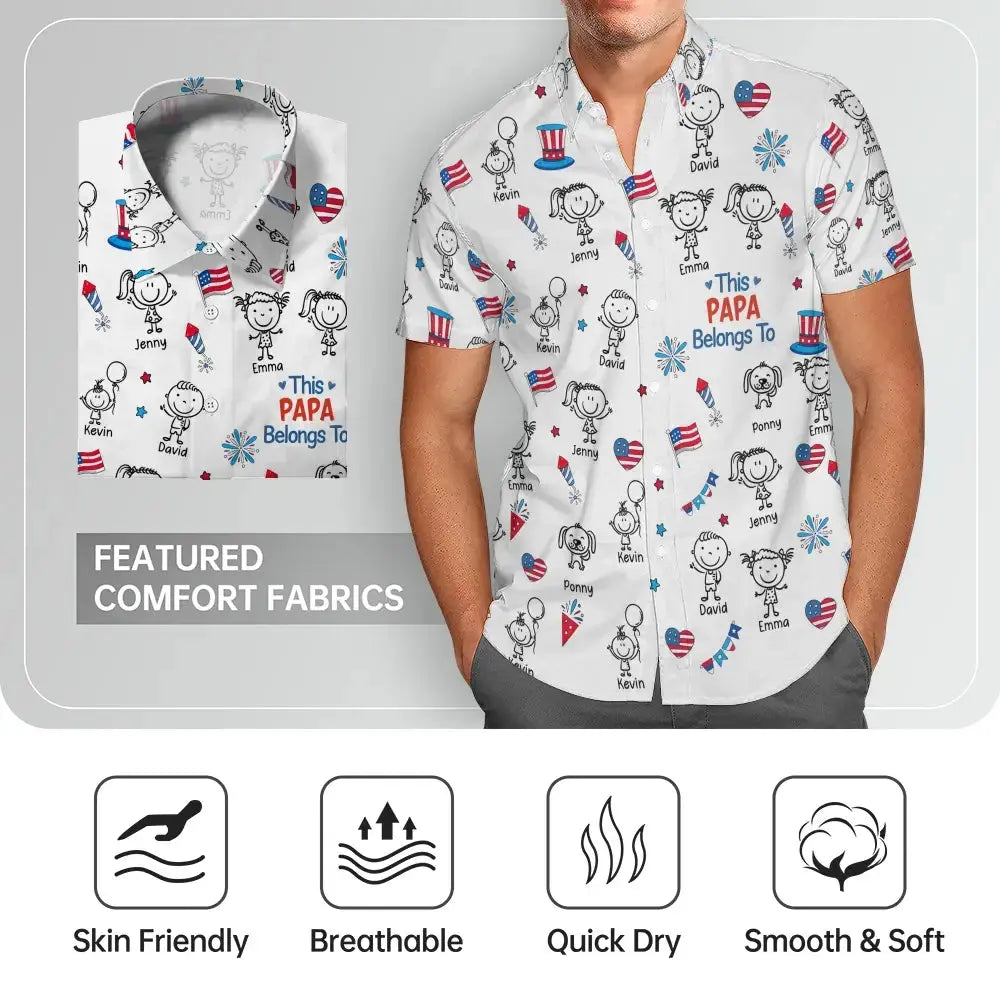 Papa American Hawaiian Shirt - Personalized Gift for Dad, Grandpa Duconspace