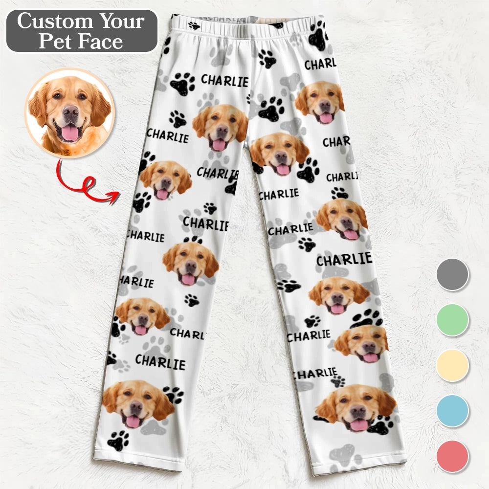 Personalized Christmas Pajama Pants with Custom Pet Face Photos – Perfect Gift for Pet Lovers