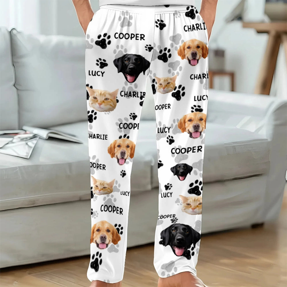 Personalized Christmas Pajama Pants with Custom Pet Face Photos – Perfect Gift for Pet Lovers