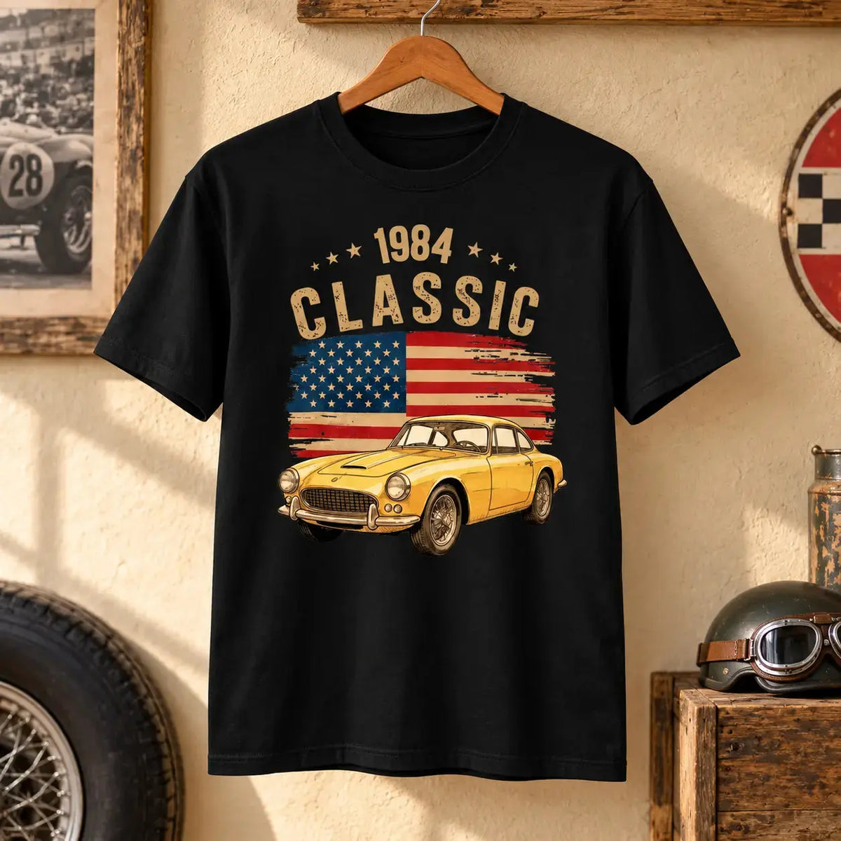 Personalized Classic Car Gift For Dad Retro T-shirt Duconspace